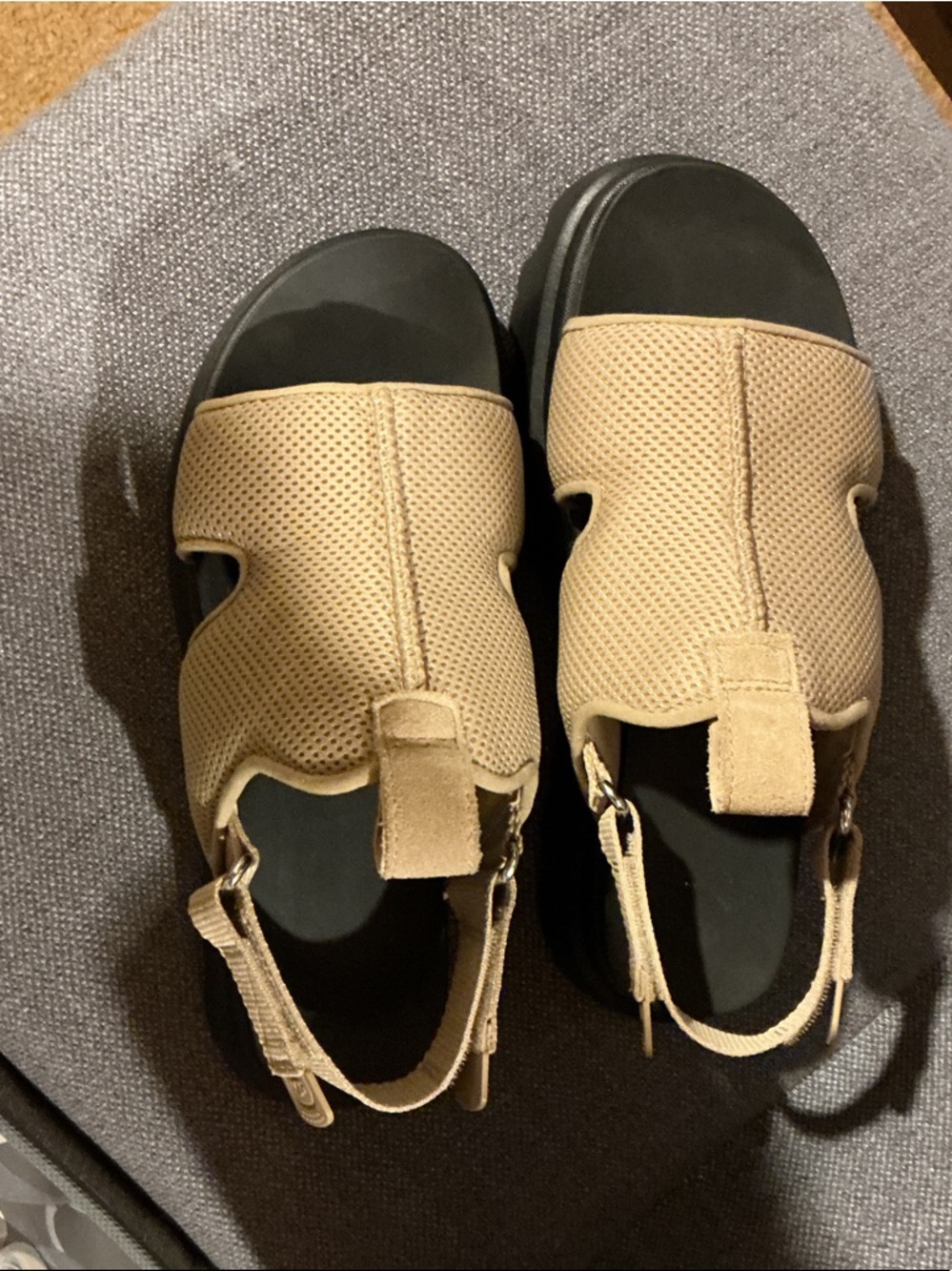 UGG Tan Mesh Slingback Platform Sandals